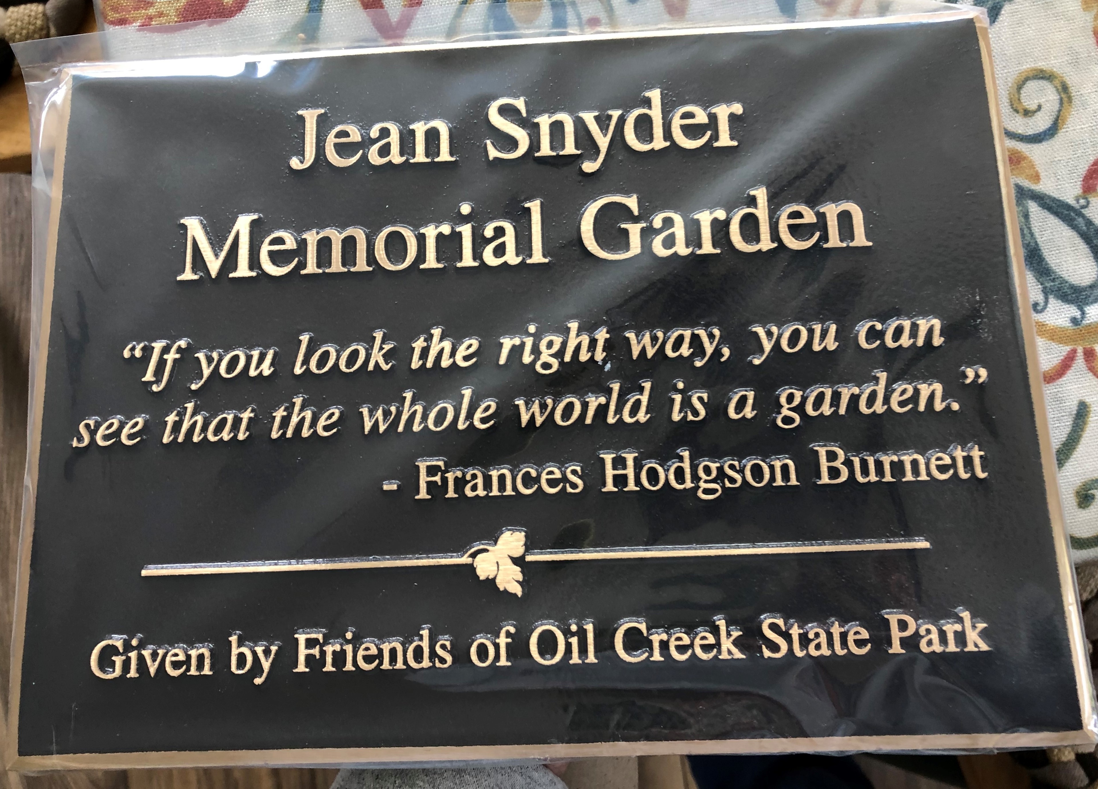 Sean Snyder Plaque